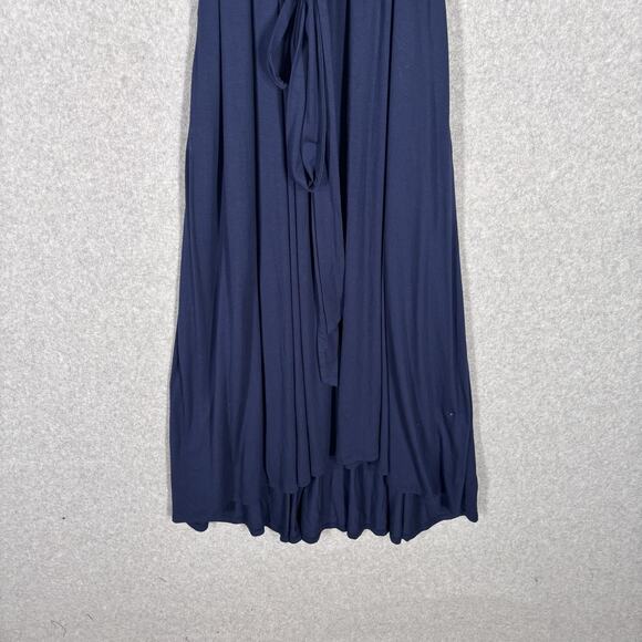 Soma Wrap Maxi Dress Medium Navy Soft Jersey Pockets Flowy Hi Lo Resort Cruise** - Picture 4 of 14